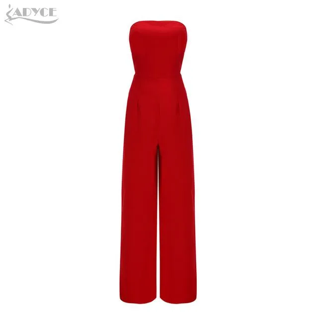 ADYCE Vestidos Elegant Strapless Bow Sexy Red Celebrity Rompers Jumpsuit - Y2743