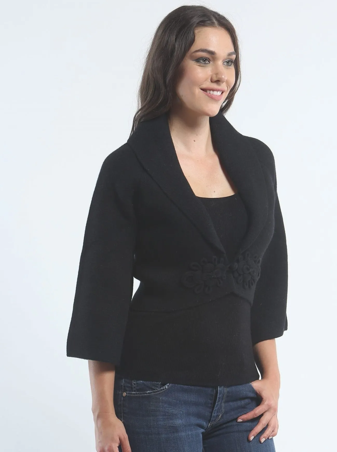 Bell Sleeve Cropped Jacket In Cashmere