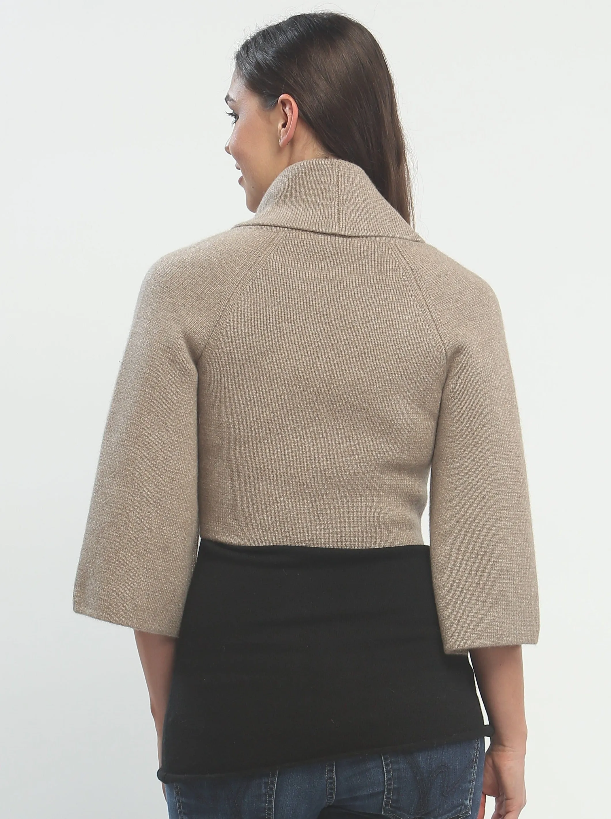 Bell Sleeve Cropped Jacket In Cashmere