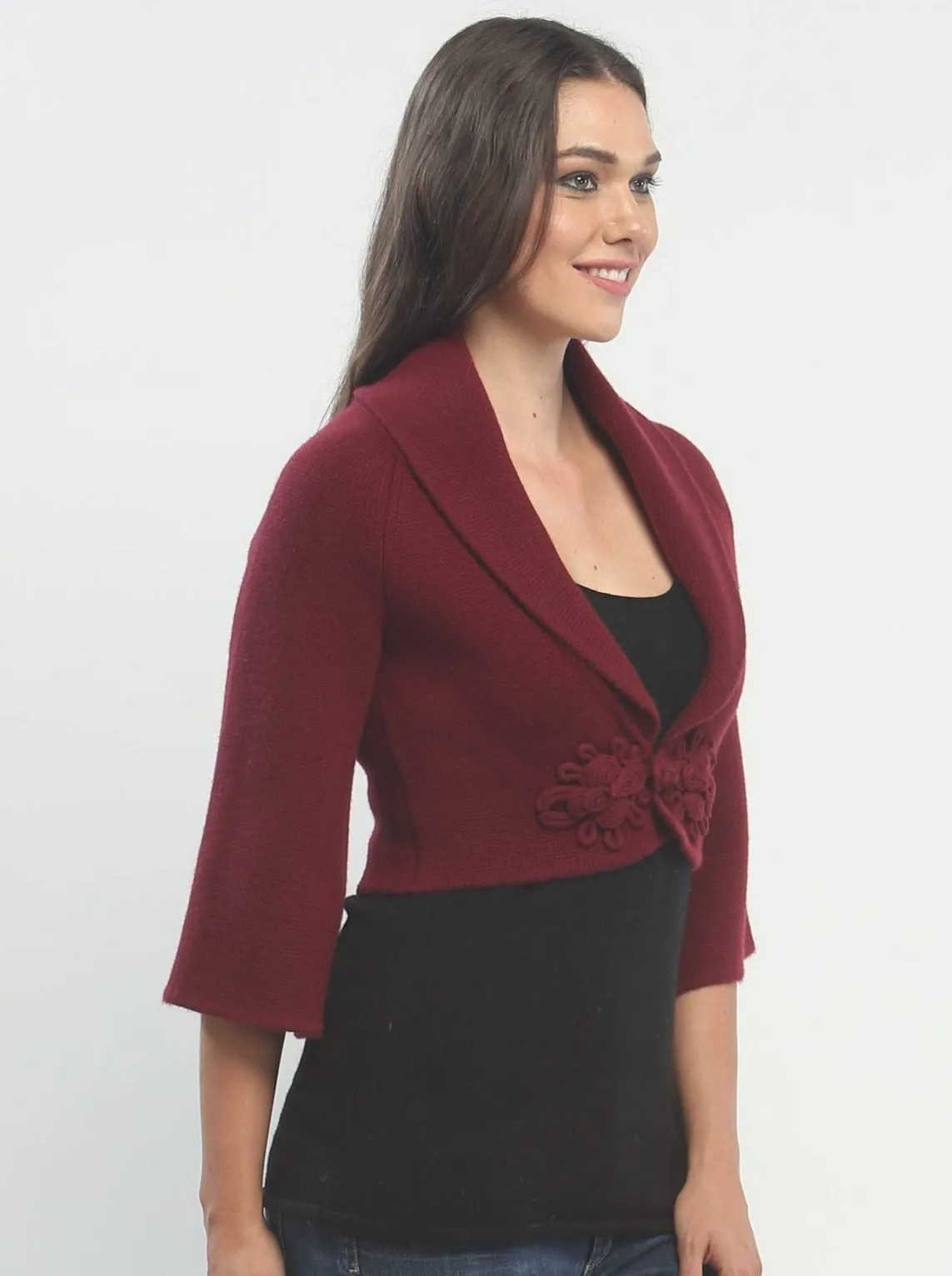 Bell Sleeve Cropped Jacket In Cashmere