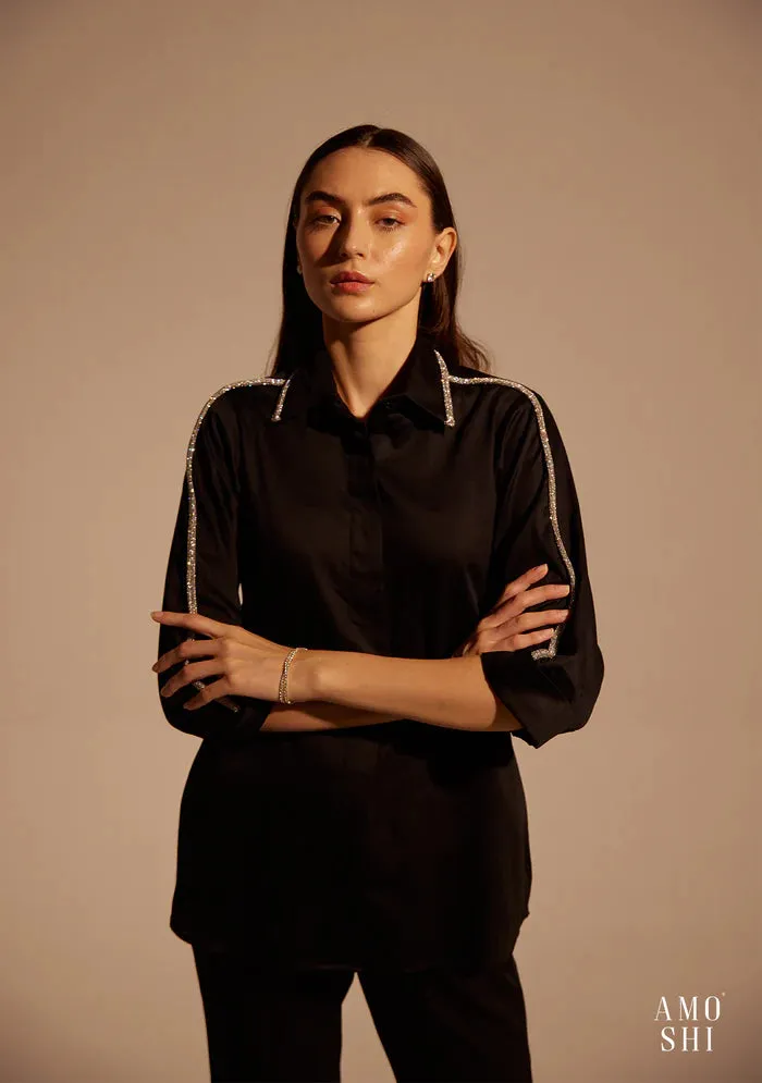 Black Formal Shirt and Trouser Co-ord set for Women