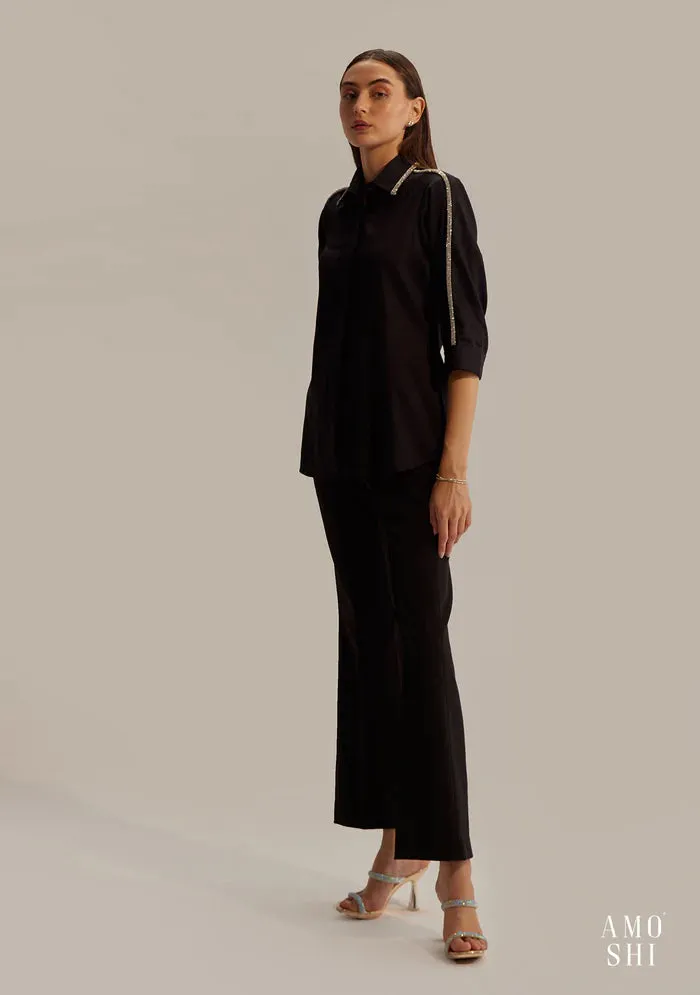 Black Formal Shirt and Trouser Co-ord set for Women