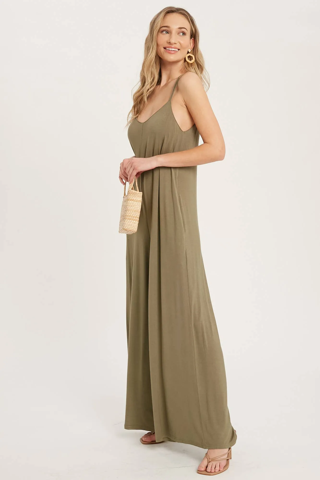 BLUIVY CRISS-CROSS BACK WIDE LEG JUMPSUIT