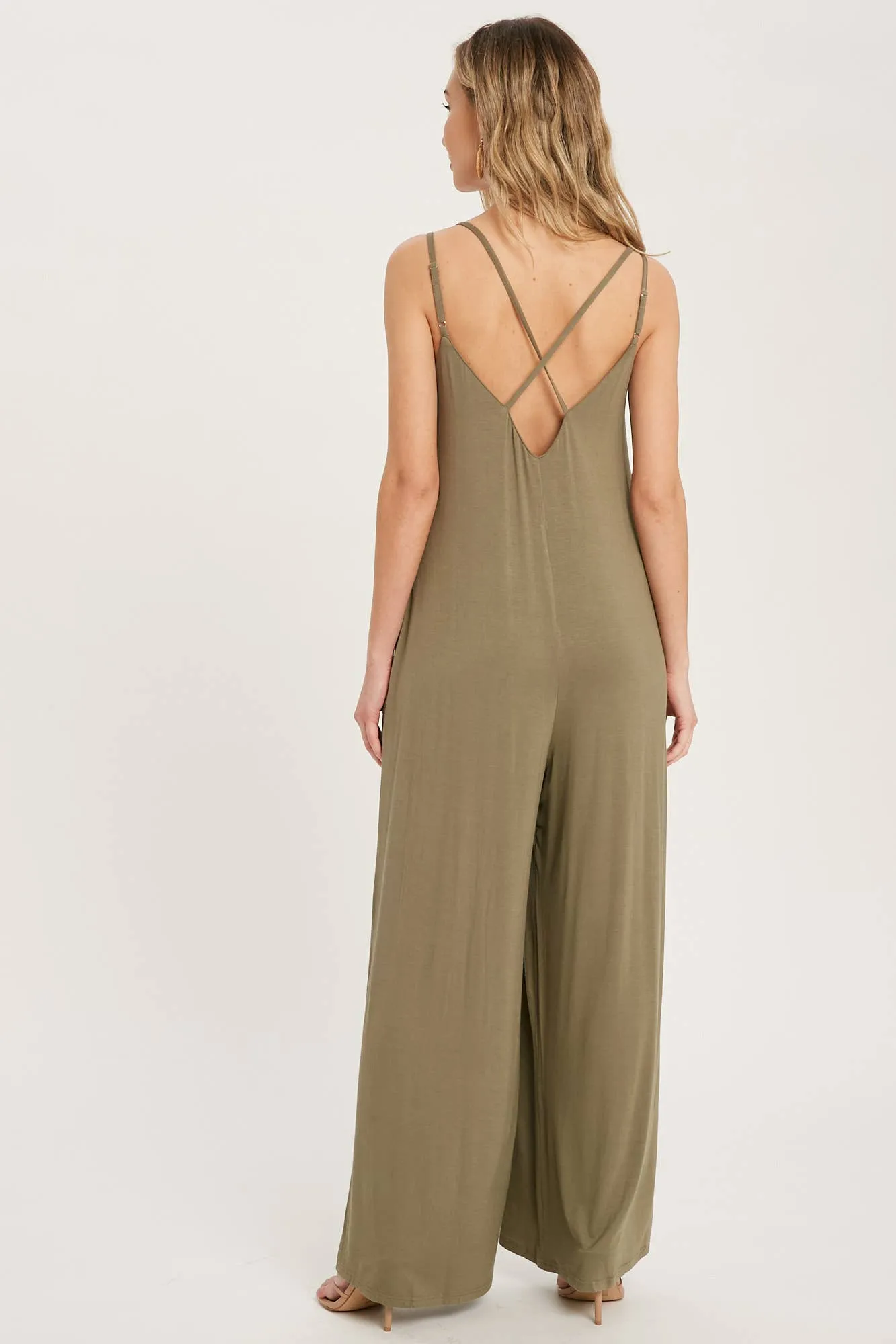 BLUIVY CRISS-CROSS BACK WIDE LEG JUMPSUIT