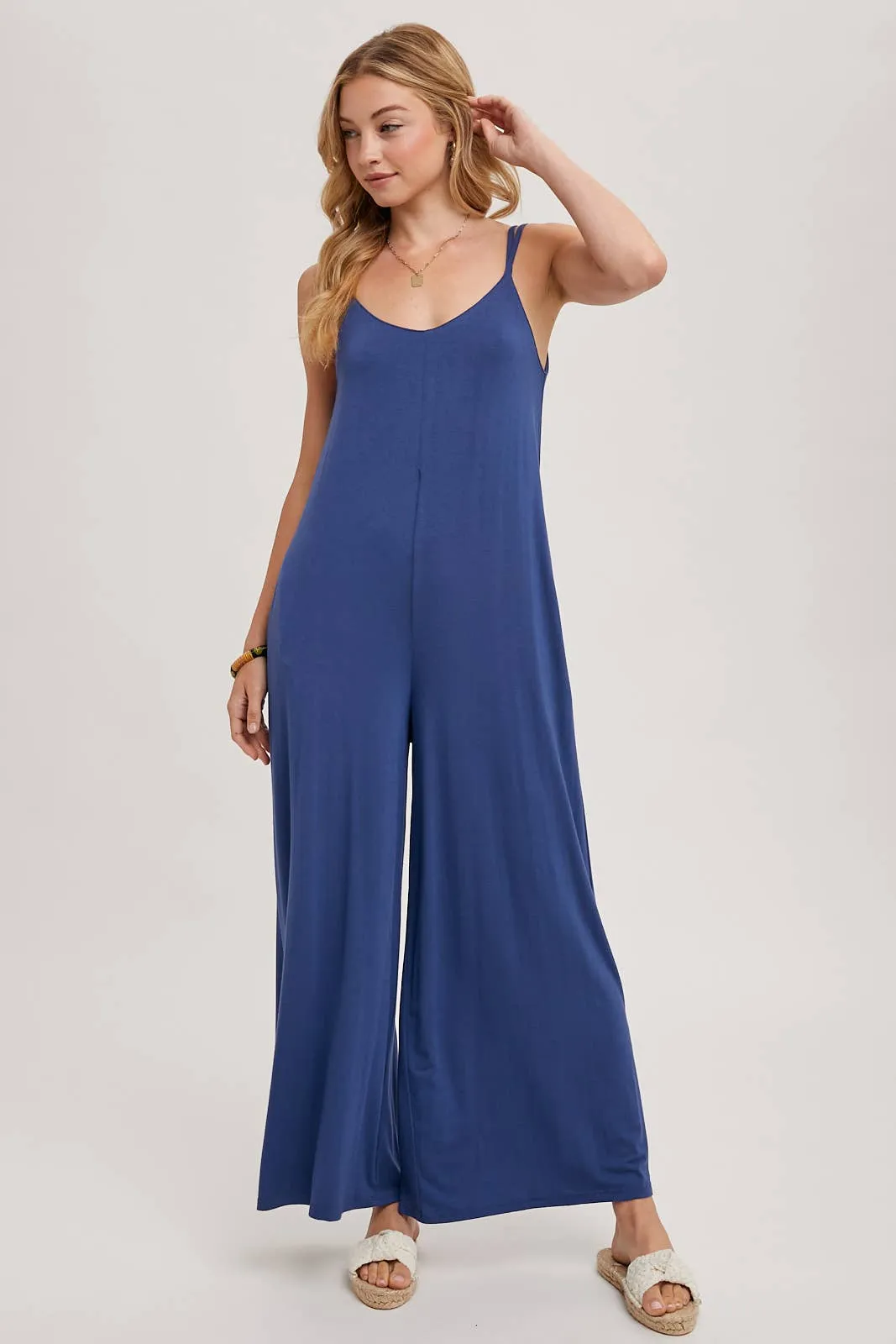 BLUIVY CRISS-CROSS BACK WIDE LEG JUMPSUIT