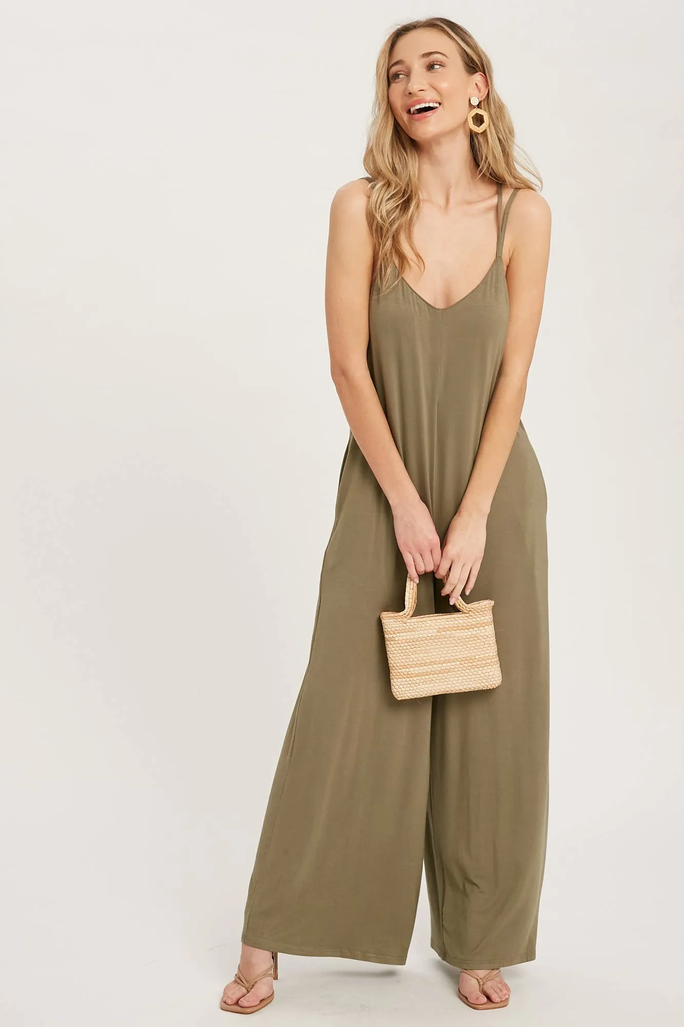 BLUIVY CRISS-CROSS BACK WIDE LEG JUMPSUIT