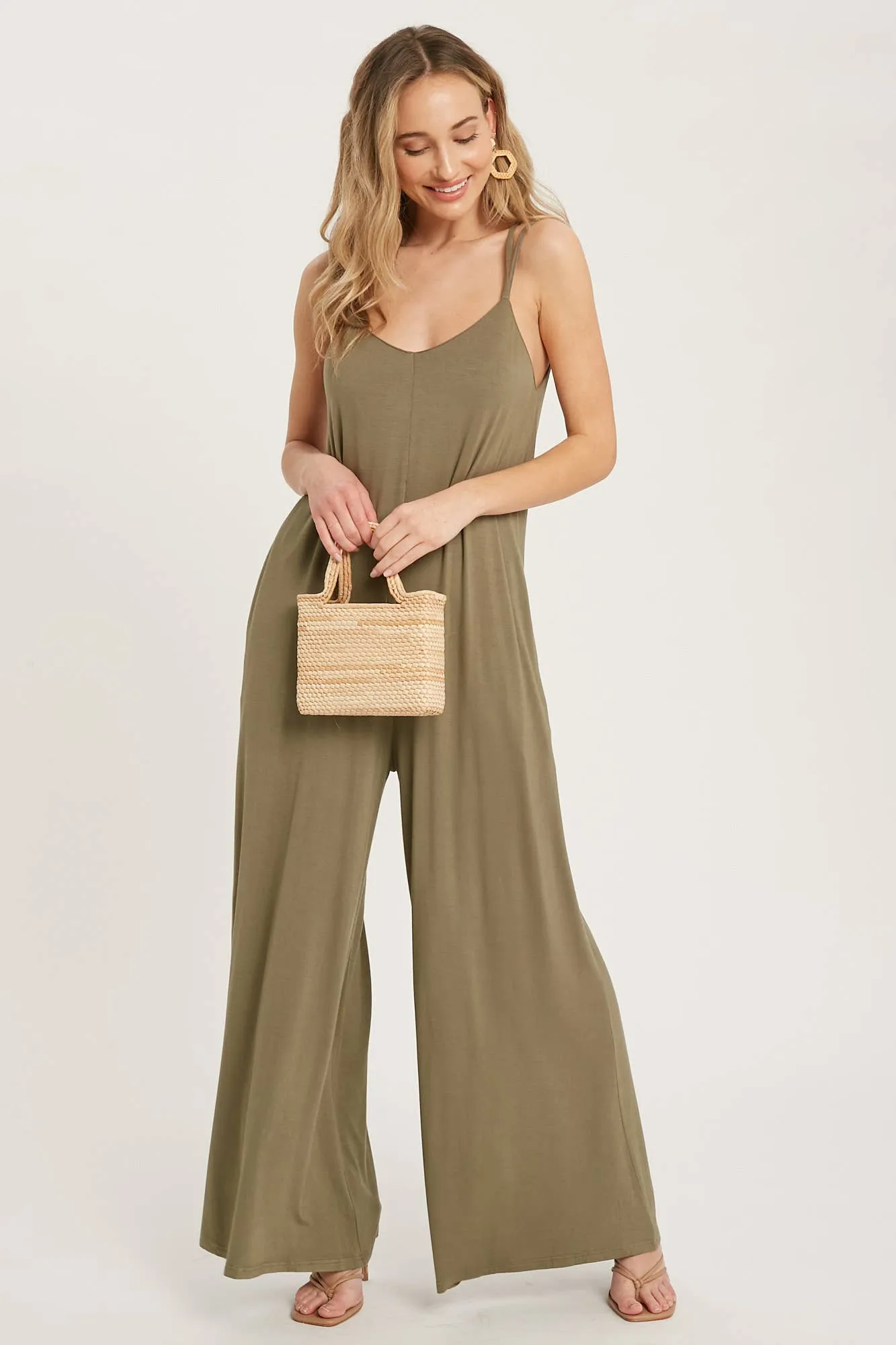 BLUIVY CRISS-CROSS BACK WIDE LEG JUMPSUIT