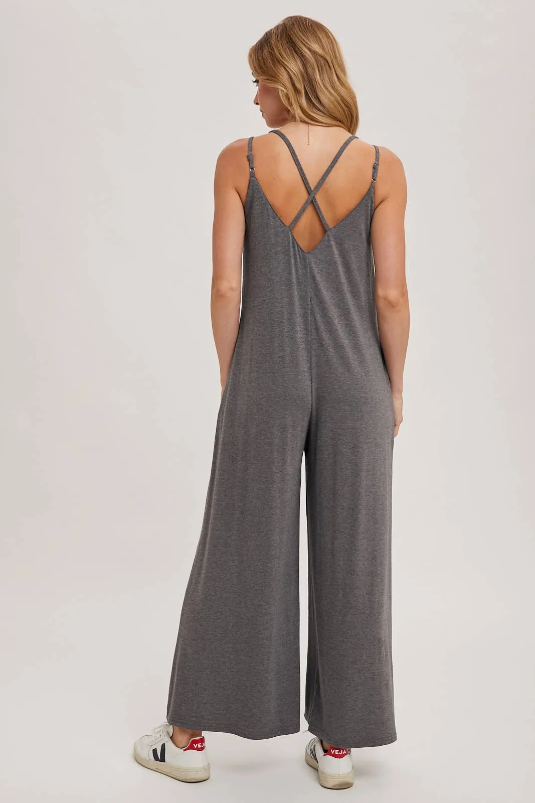 BLUIVY CRISS-CROSS BACK WIDE LEG JUMPSUIT