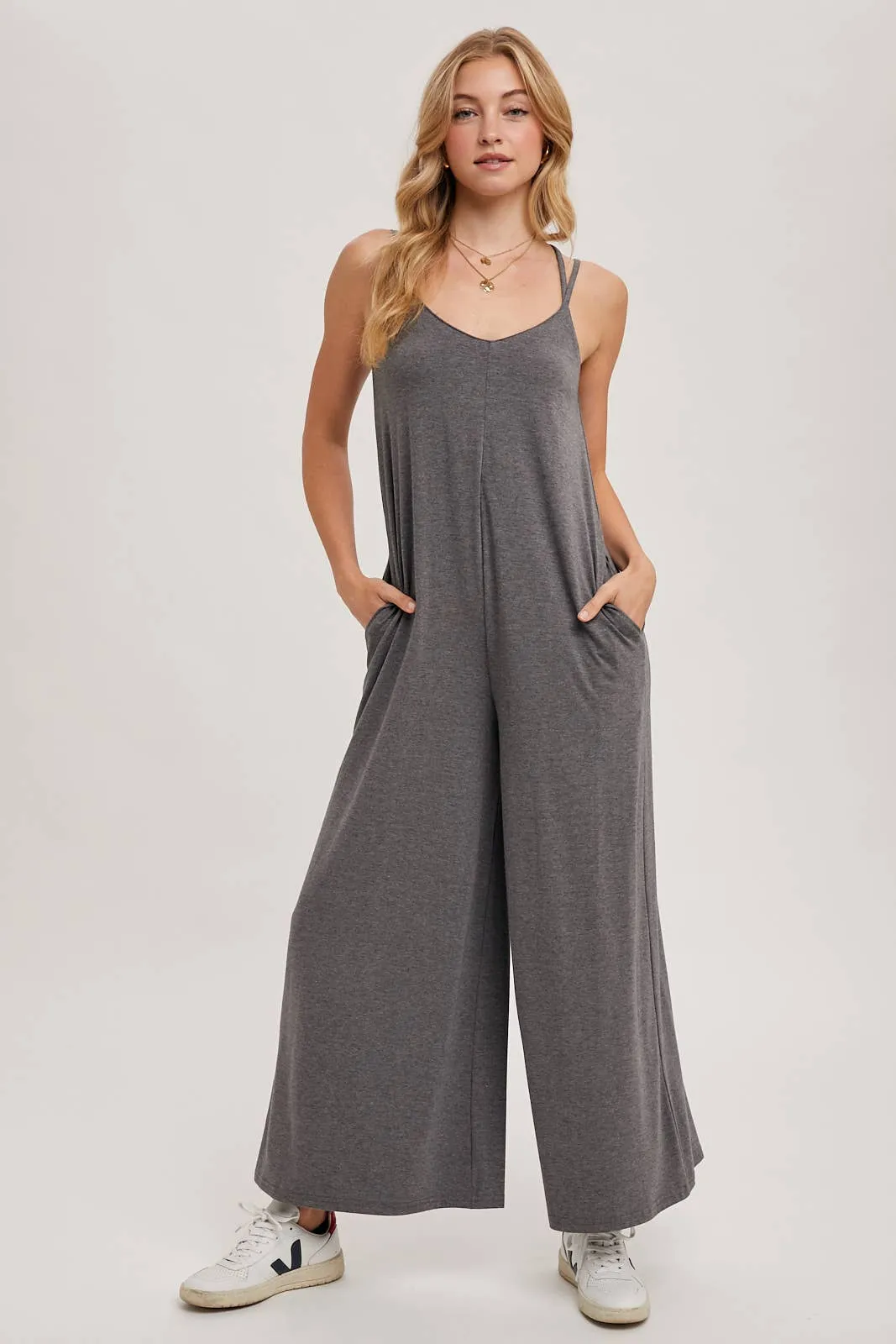 BLUIVY CRISS-CROSS BACK WIDE LEG JUMPSUIT