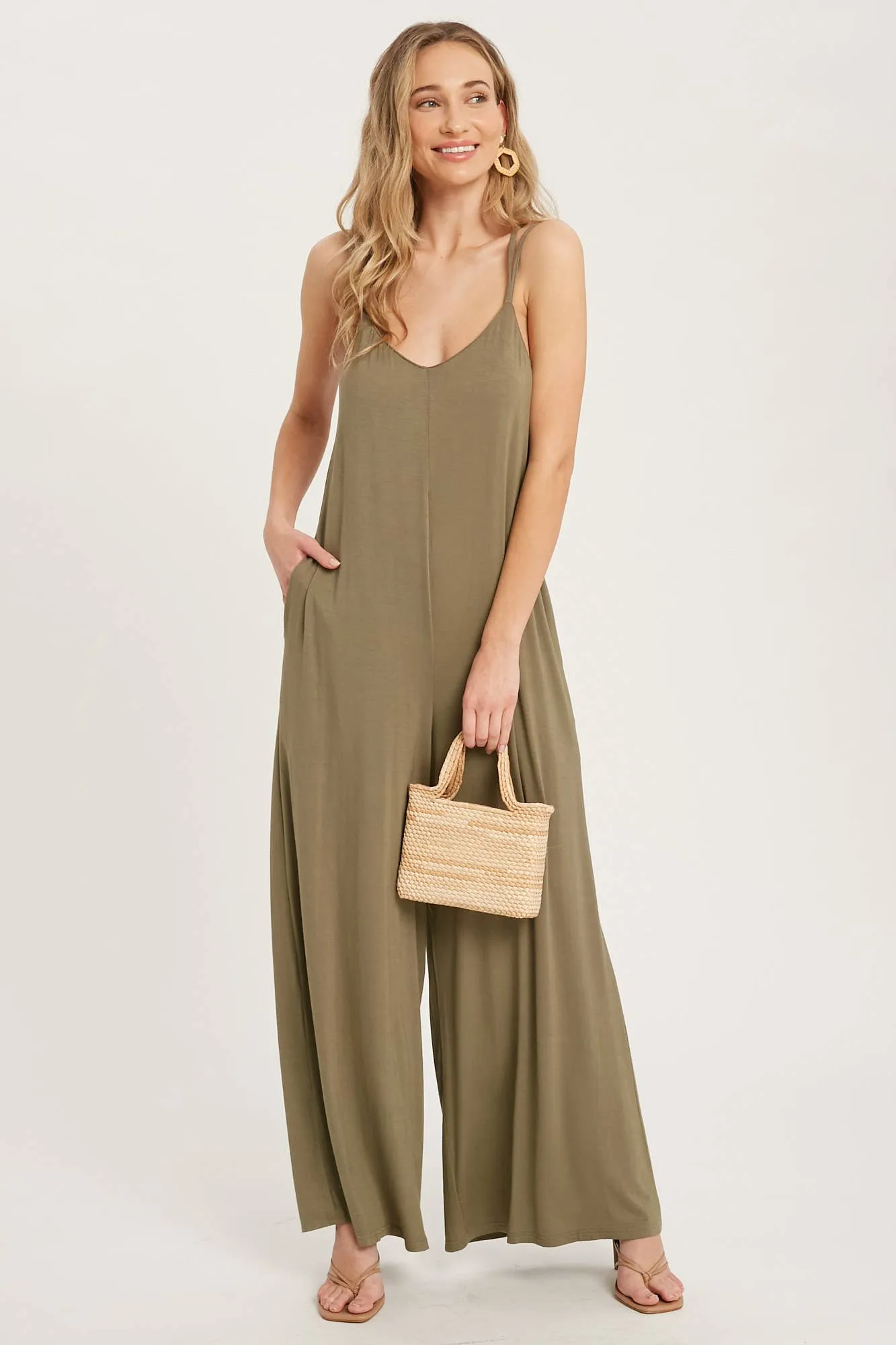 BLUIVY CRISS-CROSS BACK WIDE LEG JUMPSUIT