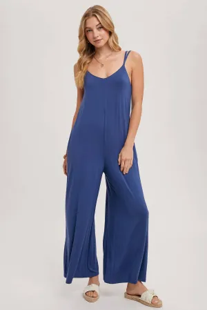 BLUIVY CRISS-CROSS BACK WIDE LEG JUMPSUIT