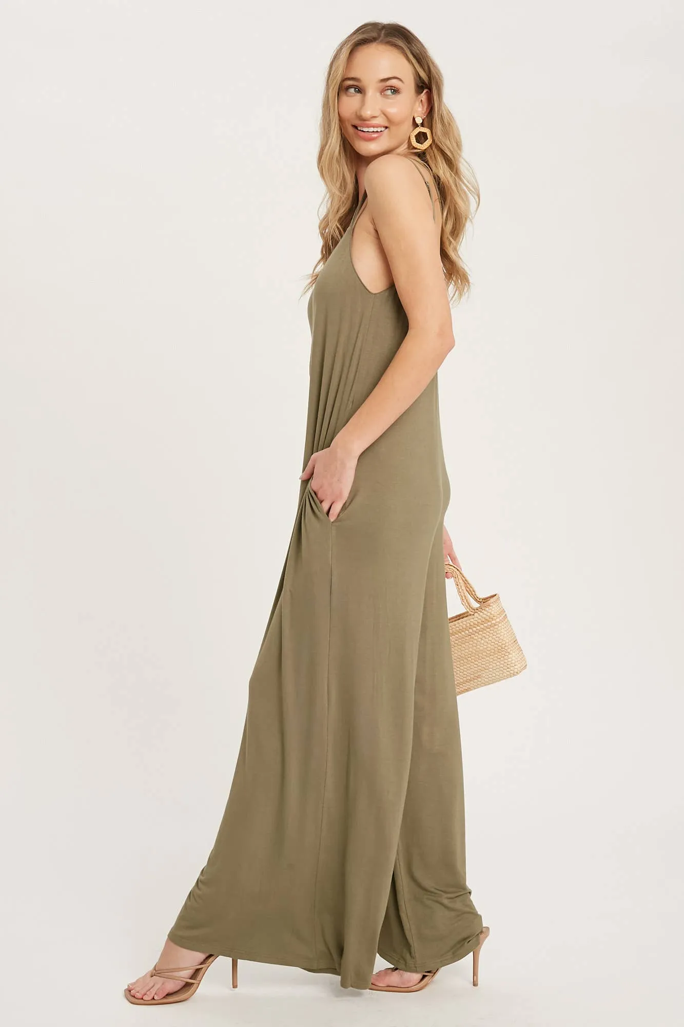 BLUIVY CRISS-CROSS BACK WIDE LEG JUMPSUIT