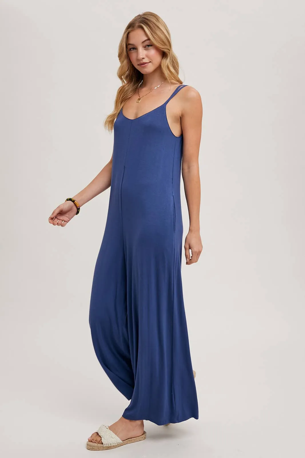 BLUIVY CRISS-CROSS BACK WIDE LEG JUMPSUIT