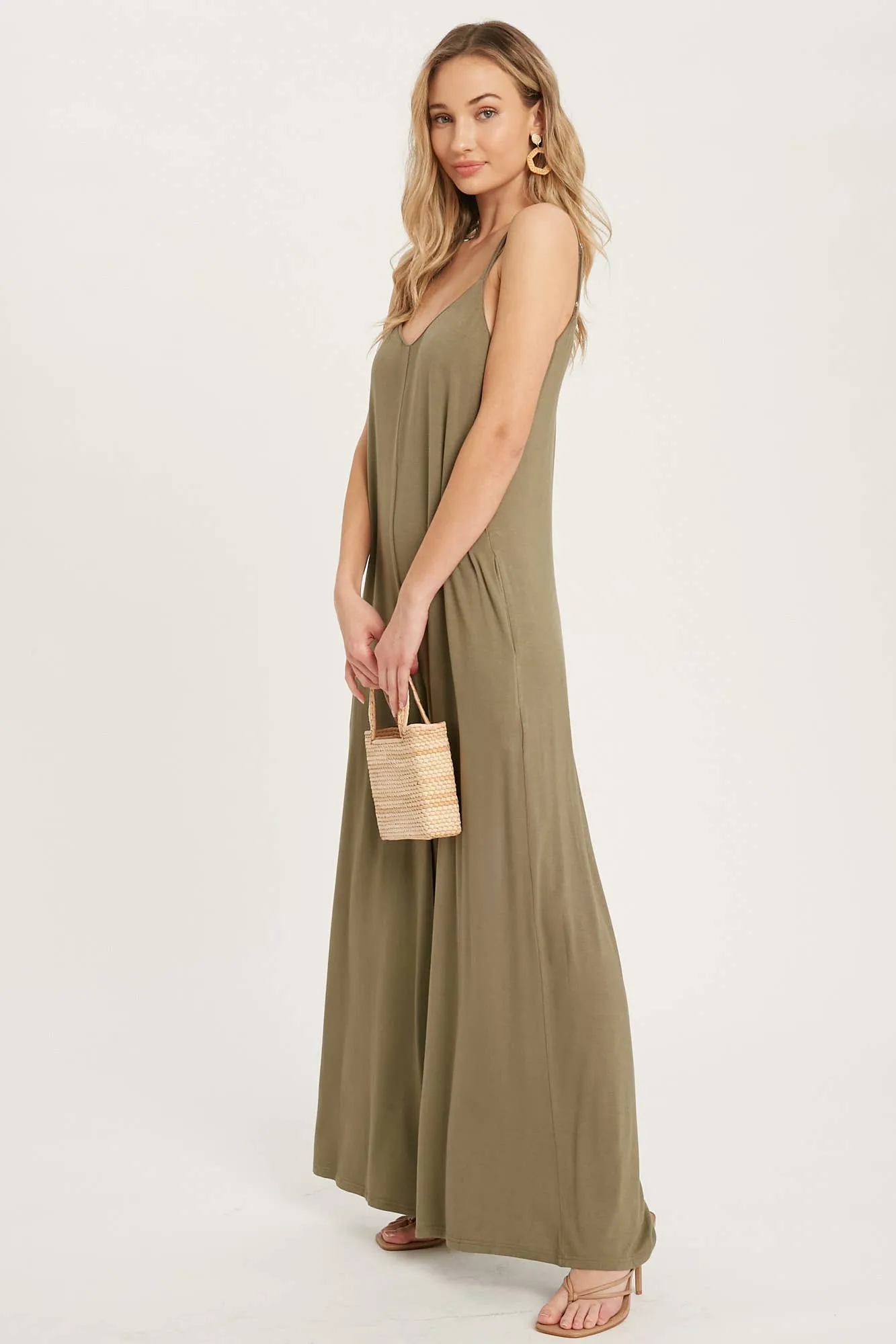 BLUIVY CRISS-CROSS BACK WIDE LEG JUMPSUIT