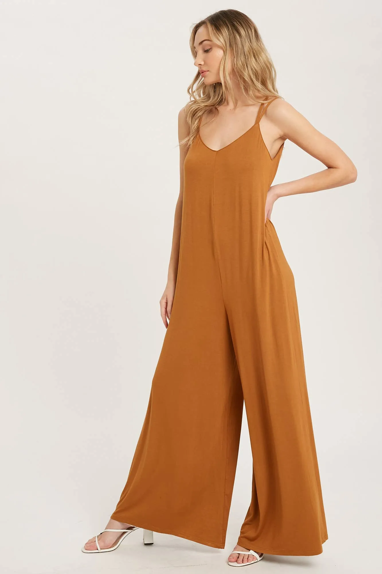 BLUIVY CRISS-CROSS BACK WIDE LEG JUMPSUIT