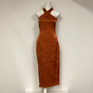 BNWT Vesper 247 Orange Halter neck Occasion Dress Size 8