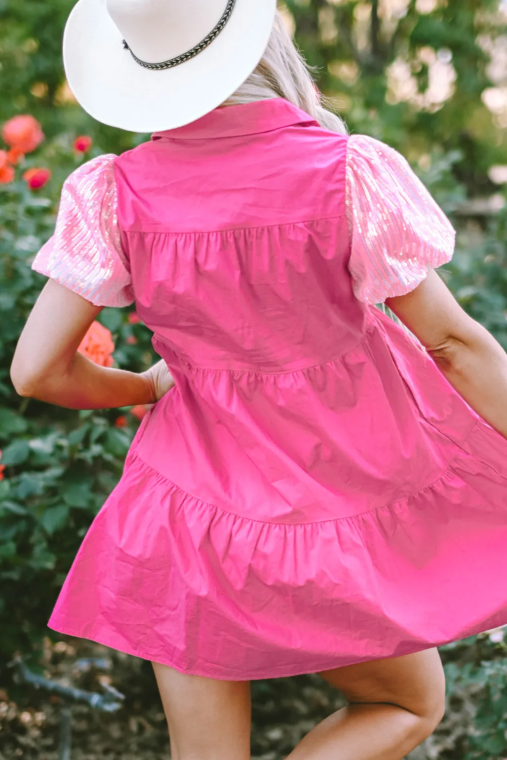 Bubble Tiered Ruffled Shirt Dress