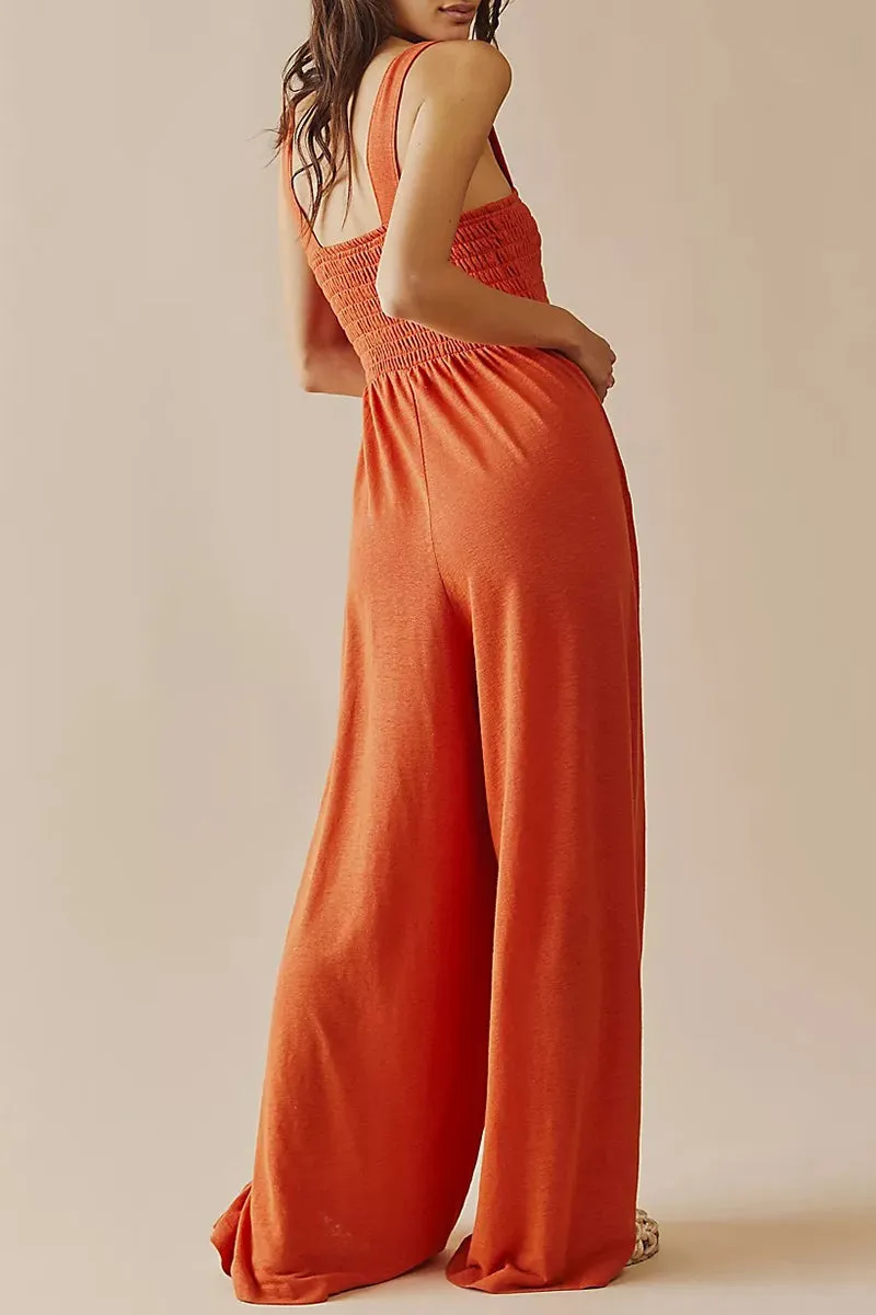 Casual Simplicity Solid Pocket Loose Jumpsuits