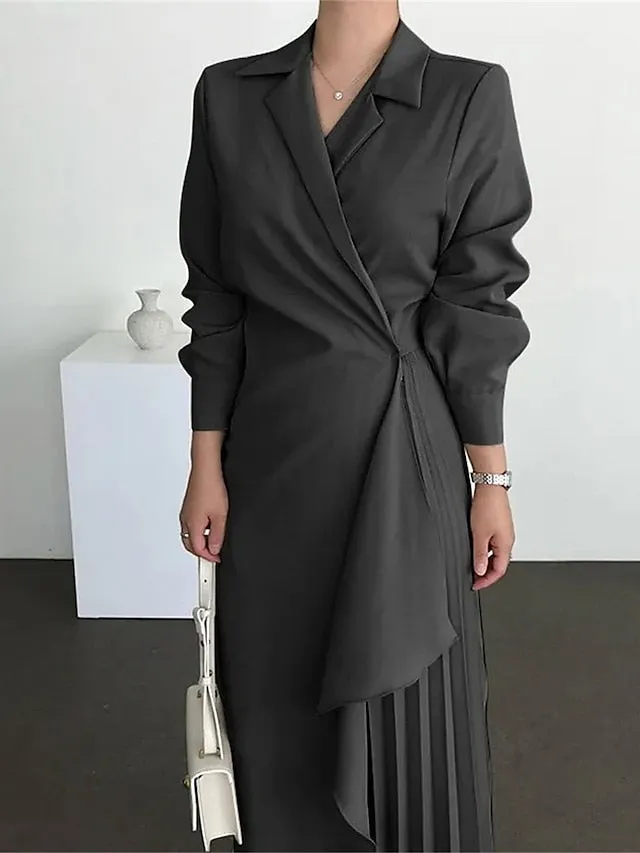 Casual Wrap Pleated Long Dress