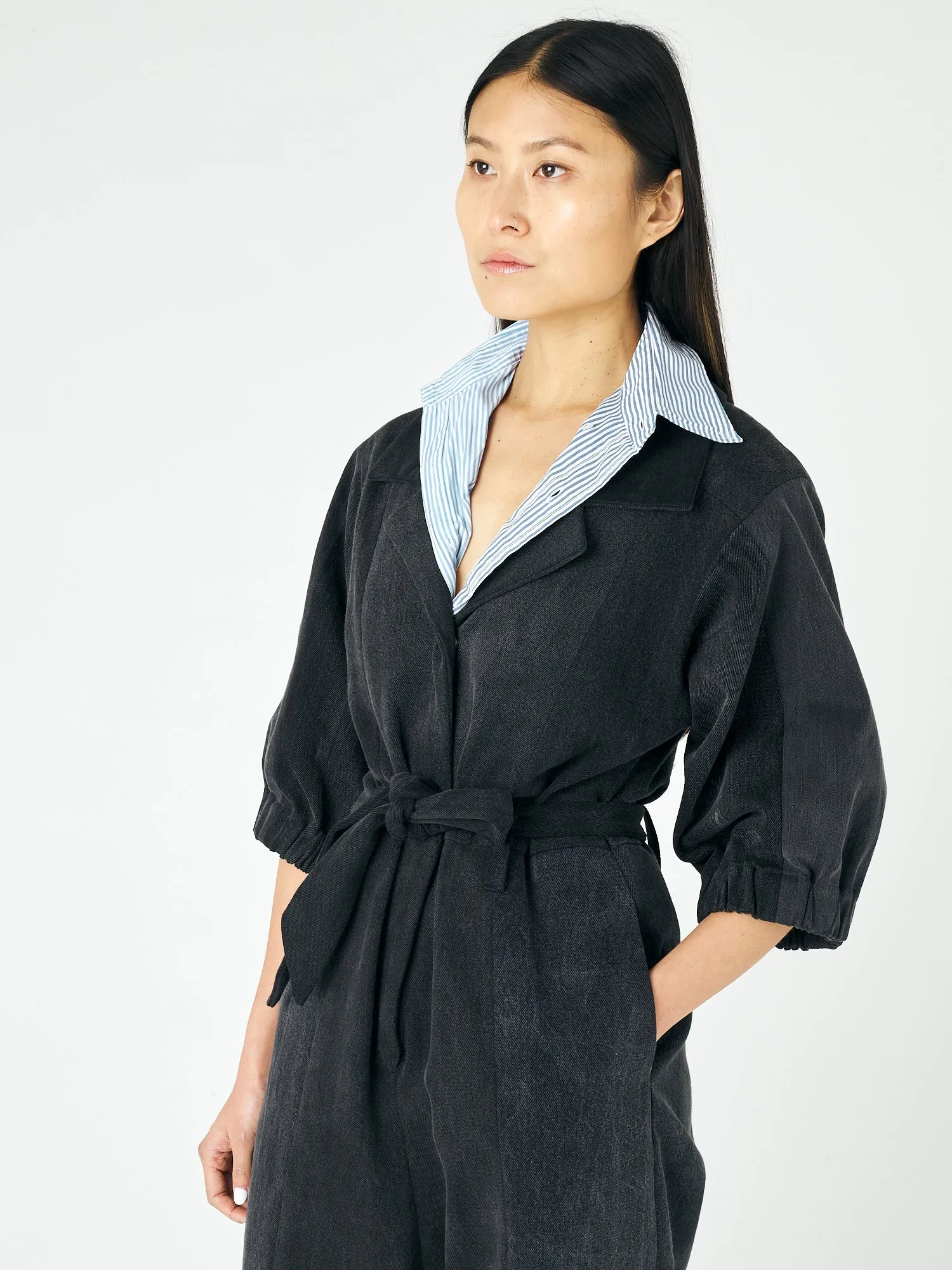 Classic Denim Jumpsuit Grey