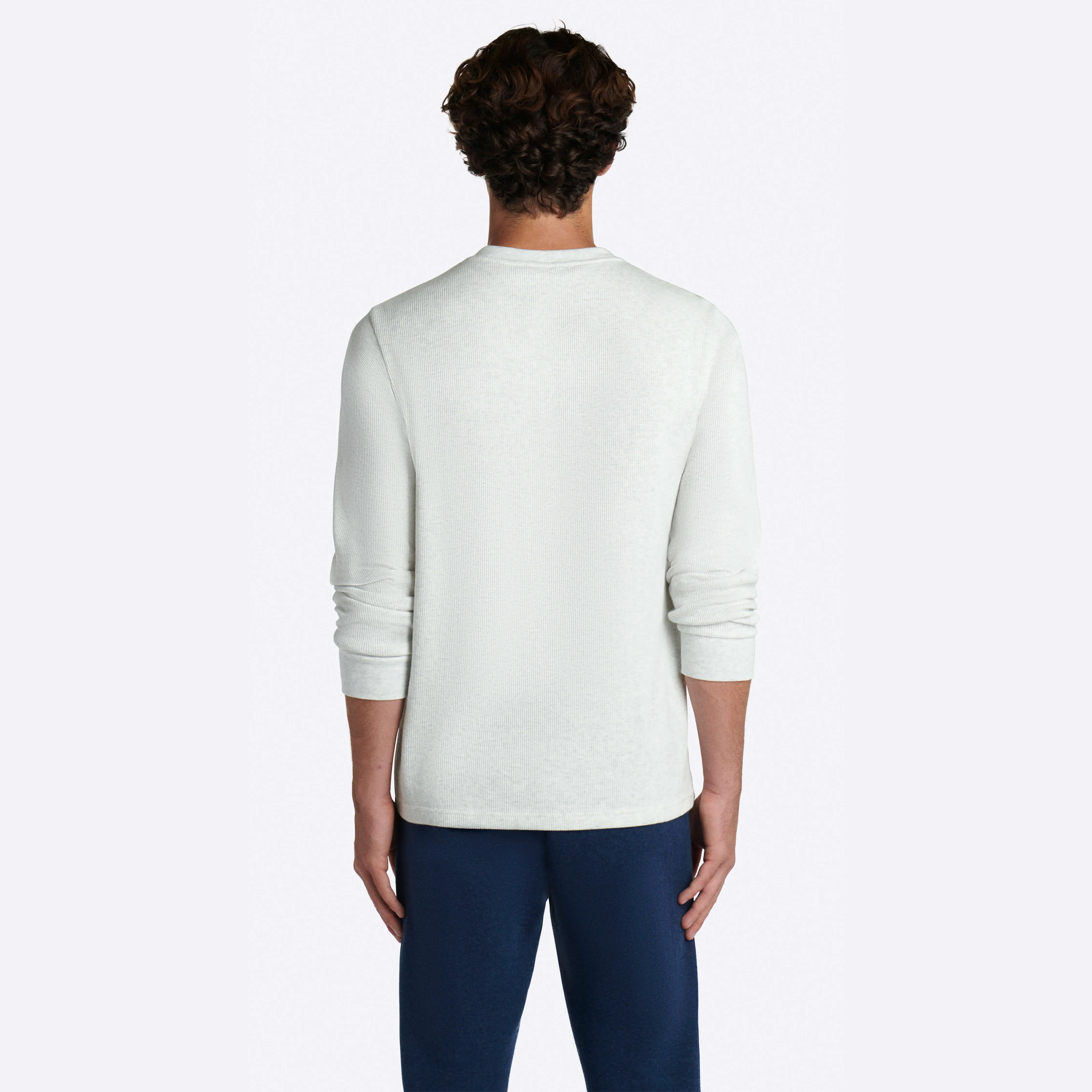 COMFORT Heather Waffle Knit Three Button Henley