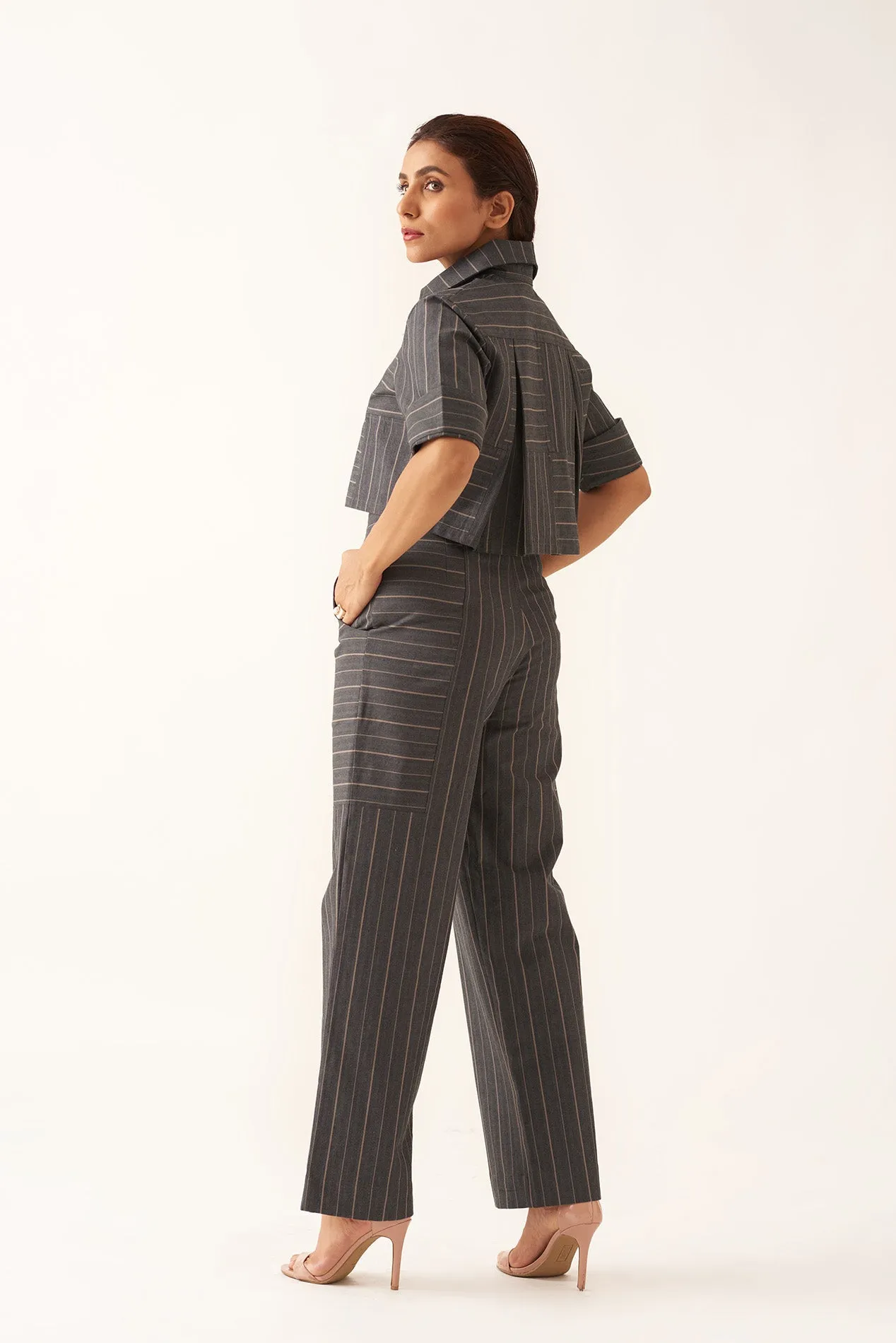 Cotton Linen Grey Relaxed fit Co-ord Set