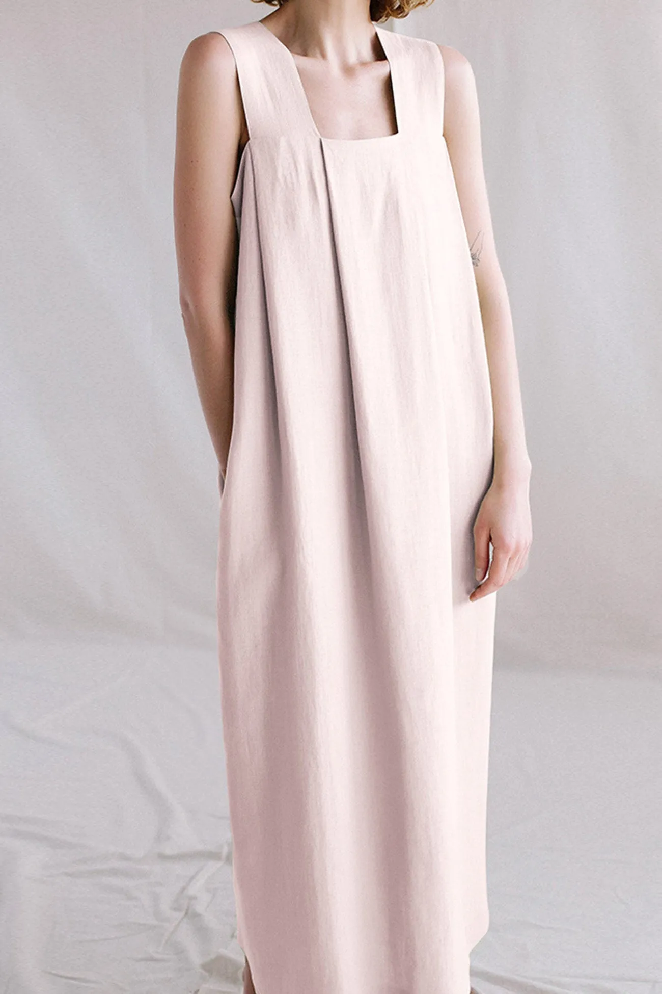 Cotton Linen Solid Tank Dress