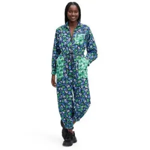 Diane von Furstenberg Nylon Long Sleeves Straight Leg Jumpsuits, Jazz Dots Green