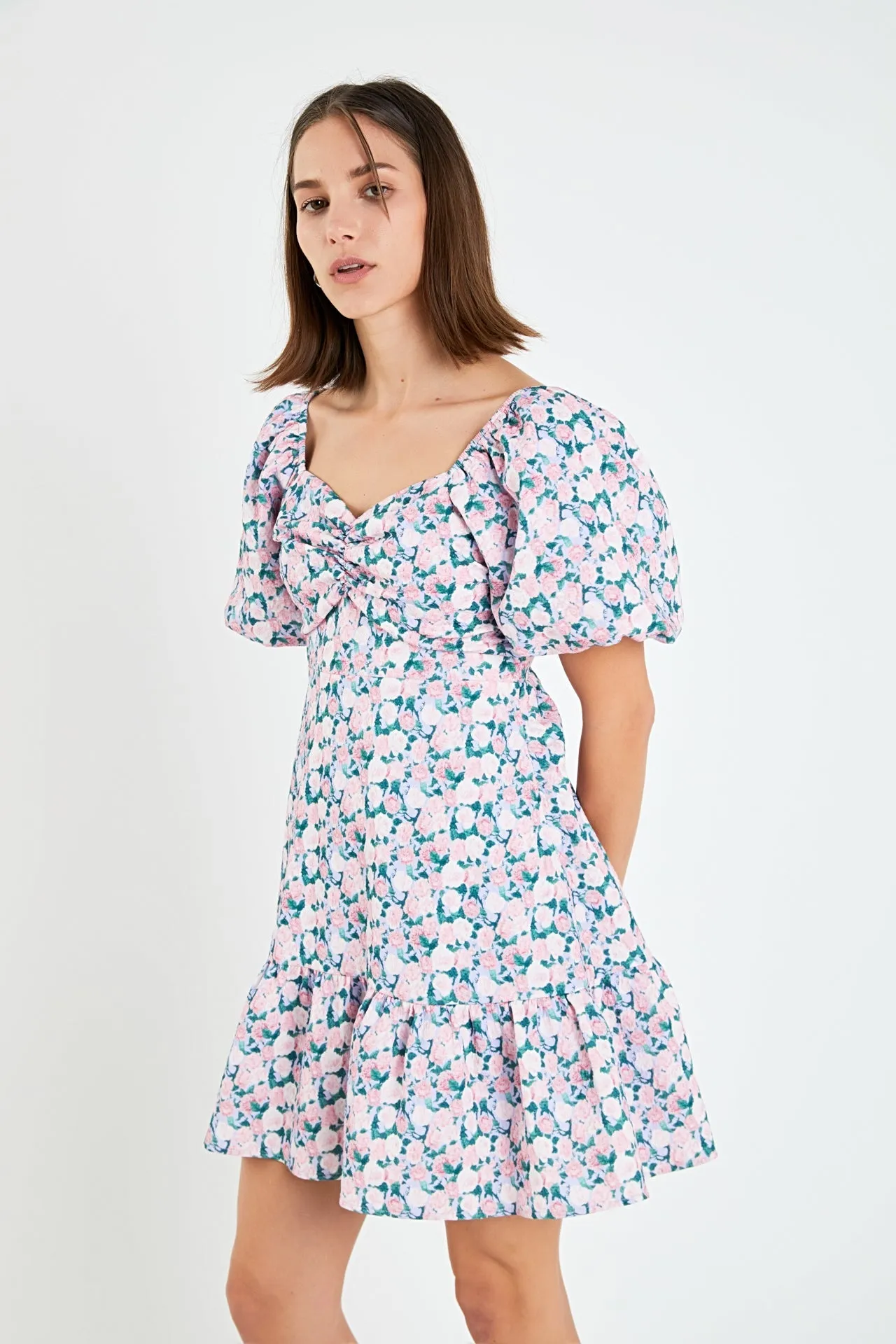 English Factory - Floral Puff Sleeve Mini Dress