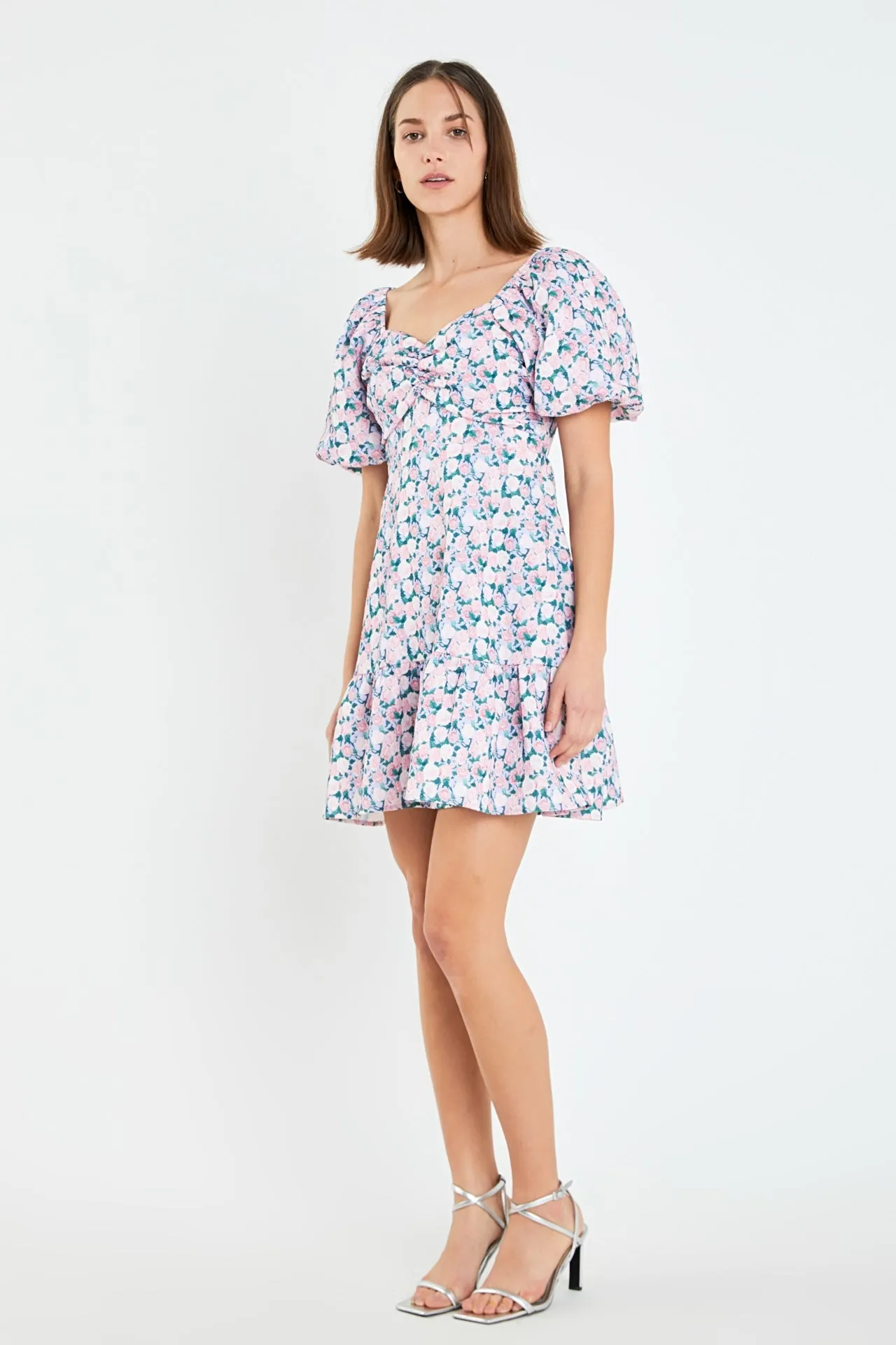 English Factory - Floral Puff Sleeve Mini Dress