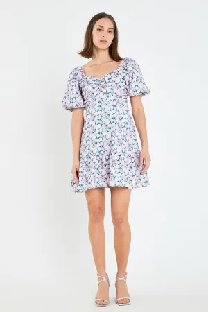 English Factory - Floral Puff Sleeve Mini Dress