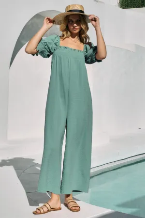 Full Size Bodice Smocked Wide Leg Jumpsuit