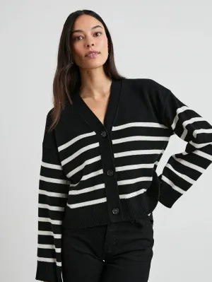 Geneva Cardigan - Black Oat Stripe