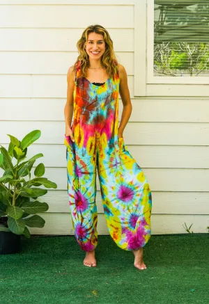 J40- Hand Dyed  Hippie Racerback Jumpsuit Romper