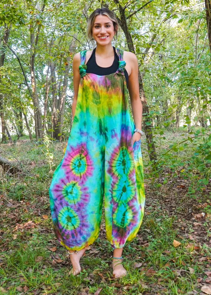 J47- Tie Dye Hippie Racerback Jumpsuit Romper