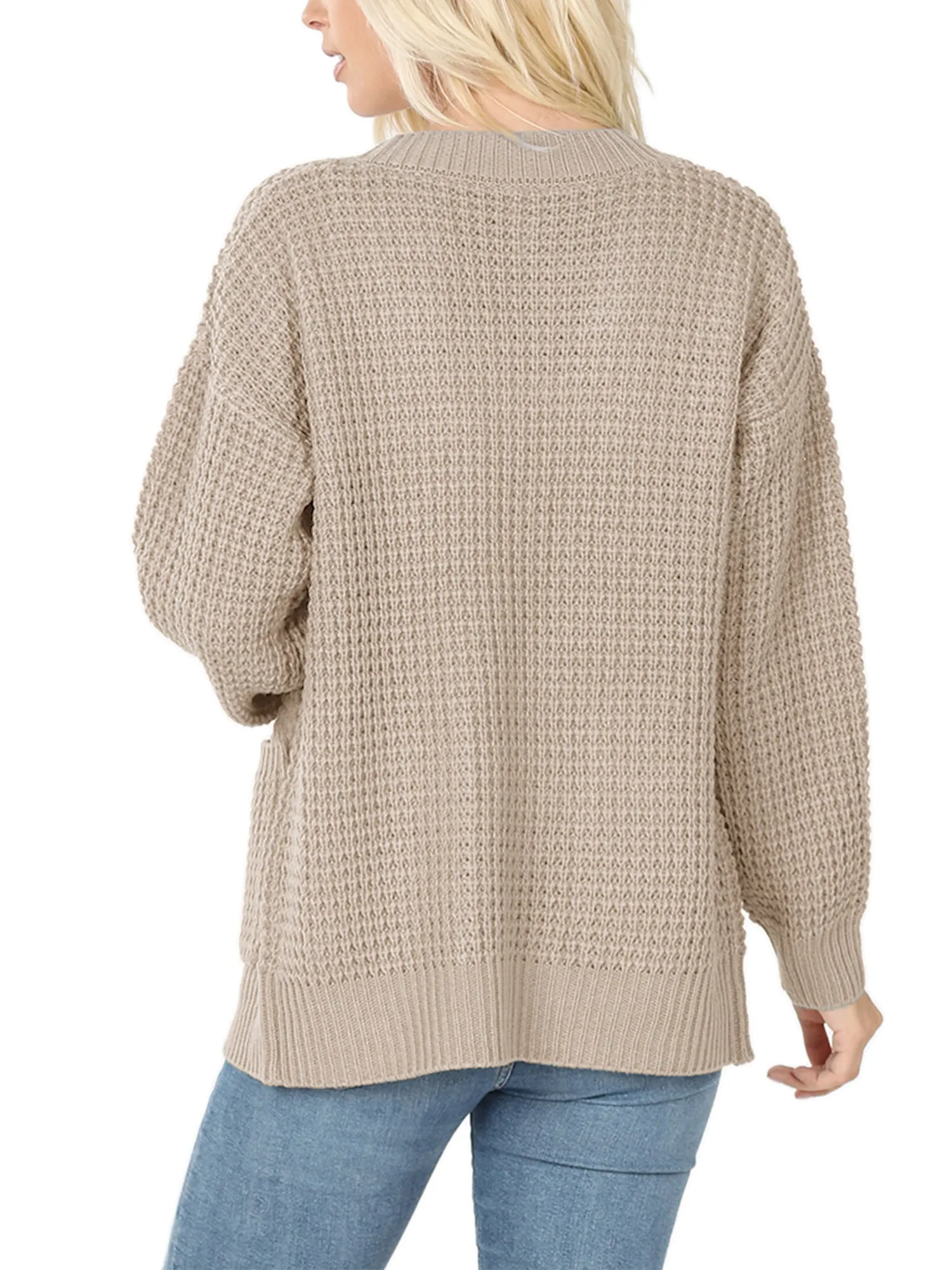 KOGMO Women's Waffle Knit Sweater Cardigans with Buttons and Pockets