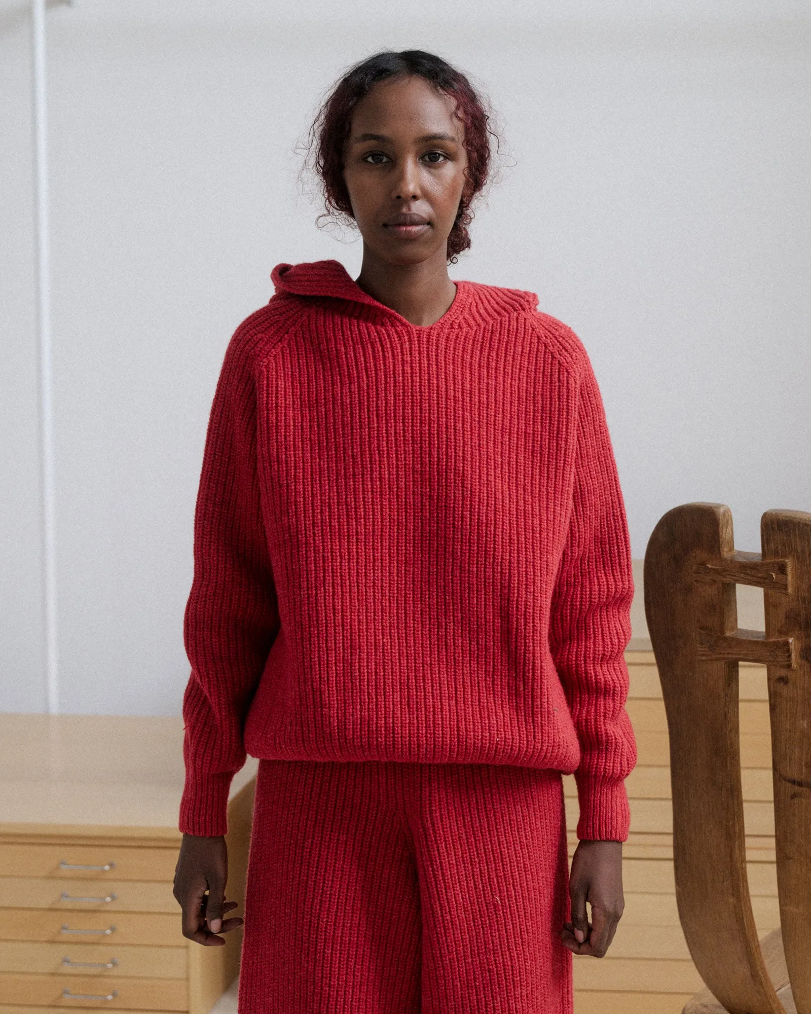 Mea Hoodie - Recycled Wool - Red