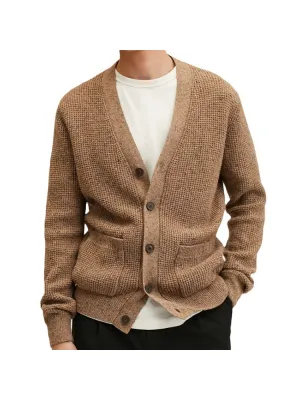 Men'S V-Neck Thickened Cardigan Sweater