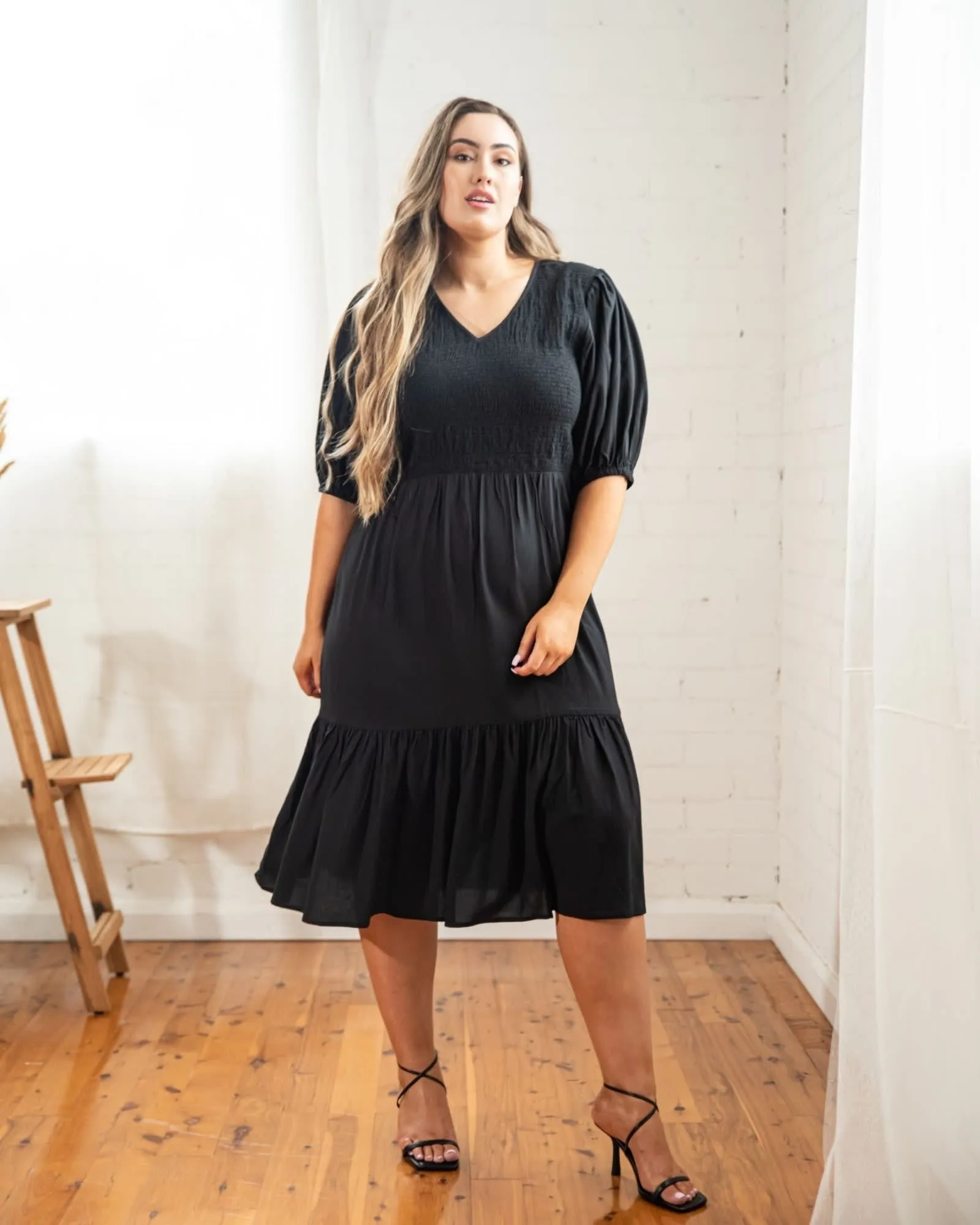 Mia Blouse Sleeve Dress | Black