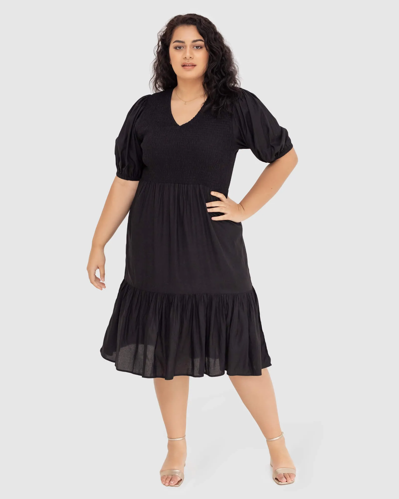 Mia Blouse Sleeve Dress | Black