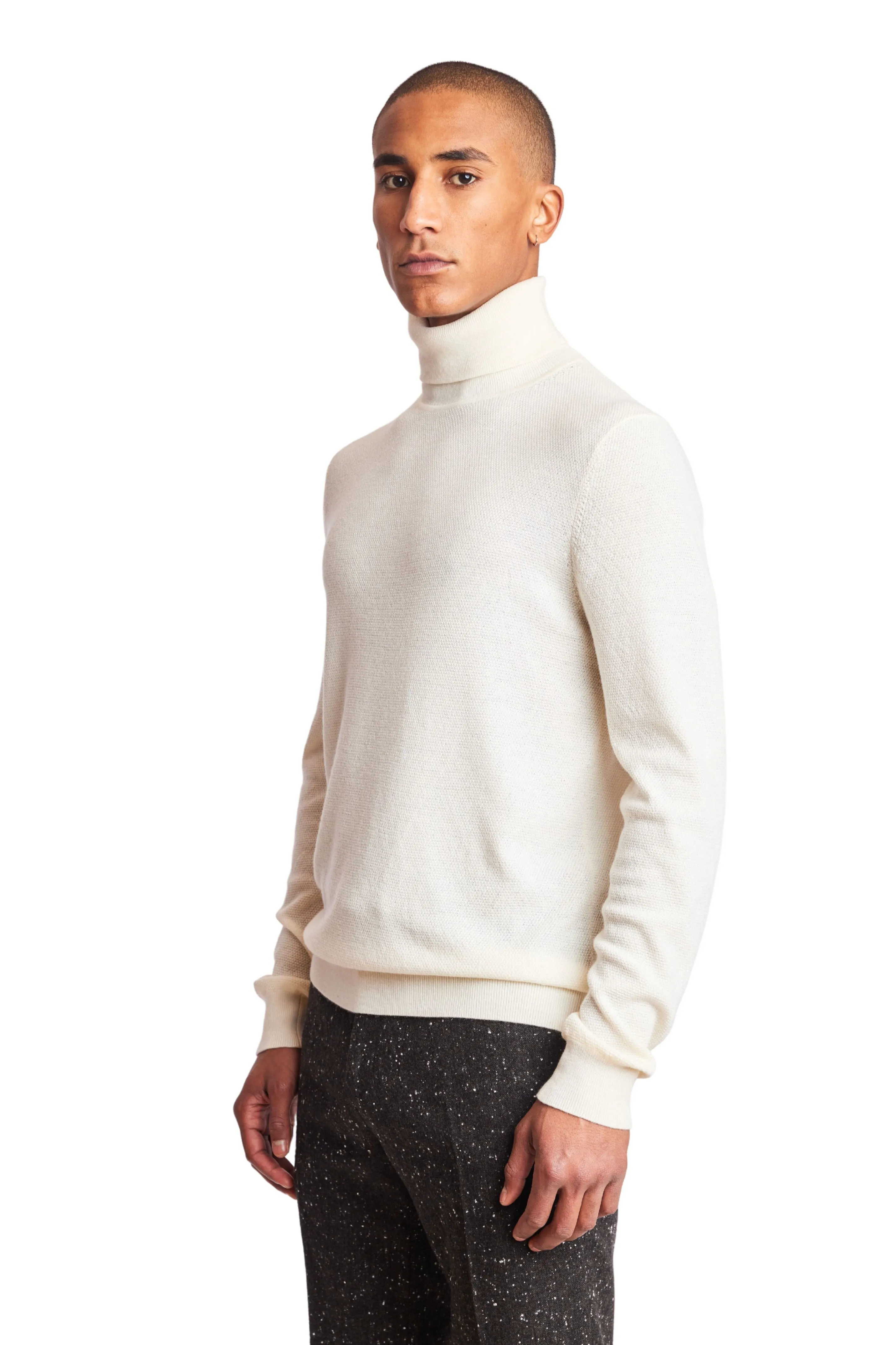 Micro Diamond Turtleneck - Whipped Cream