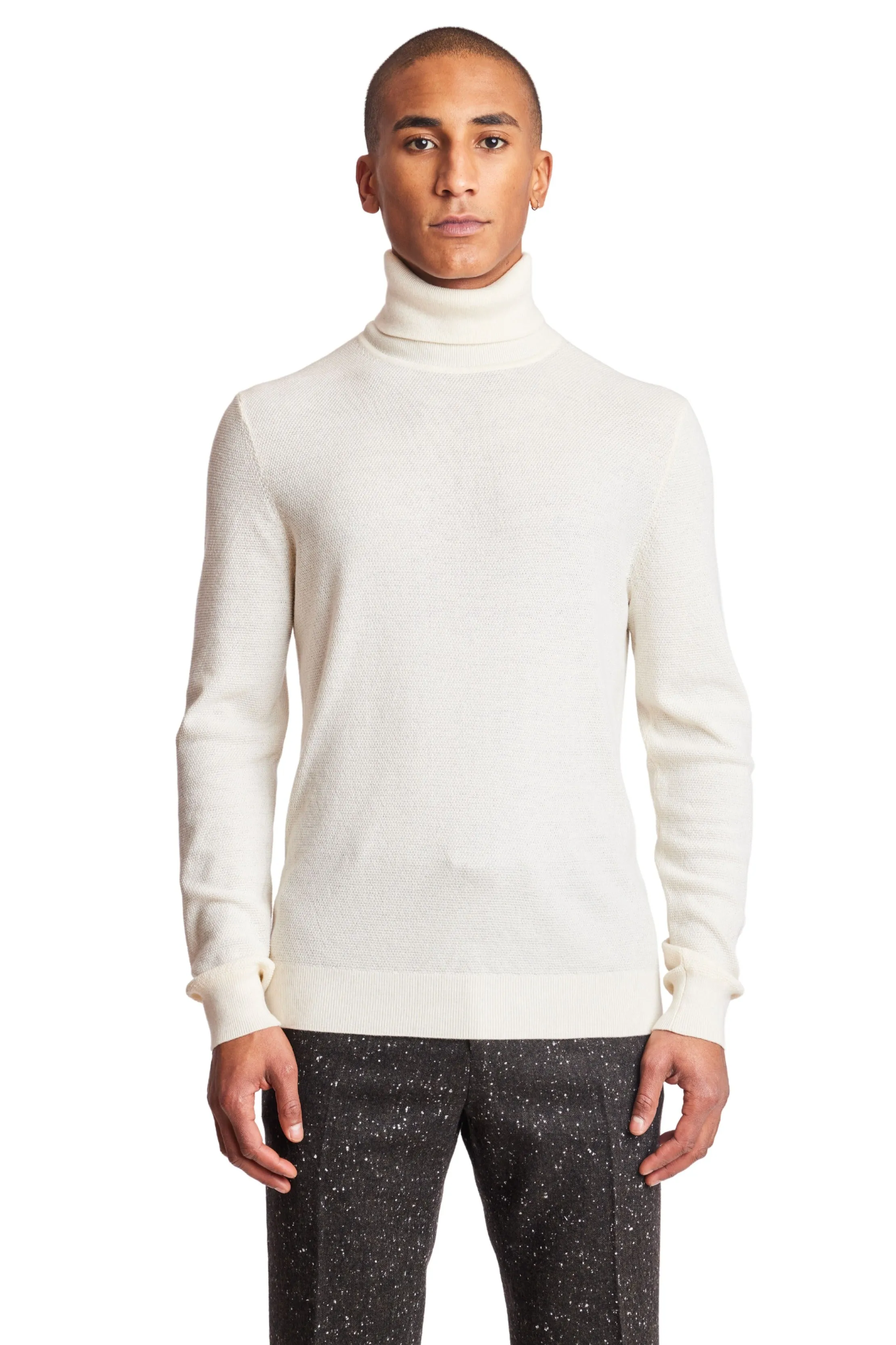 Micro Diamond Turtleneck - Whipped Cream