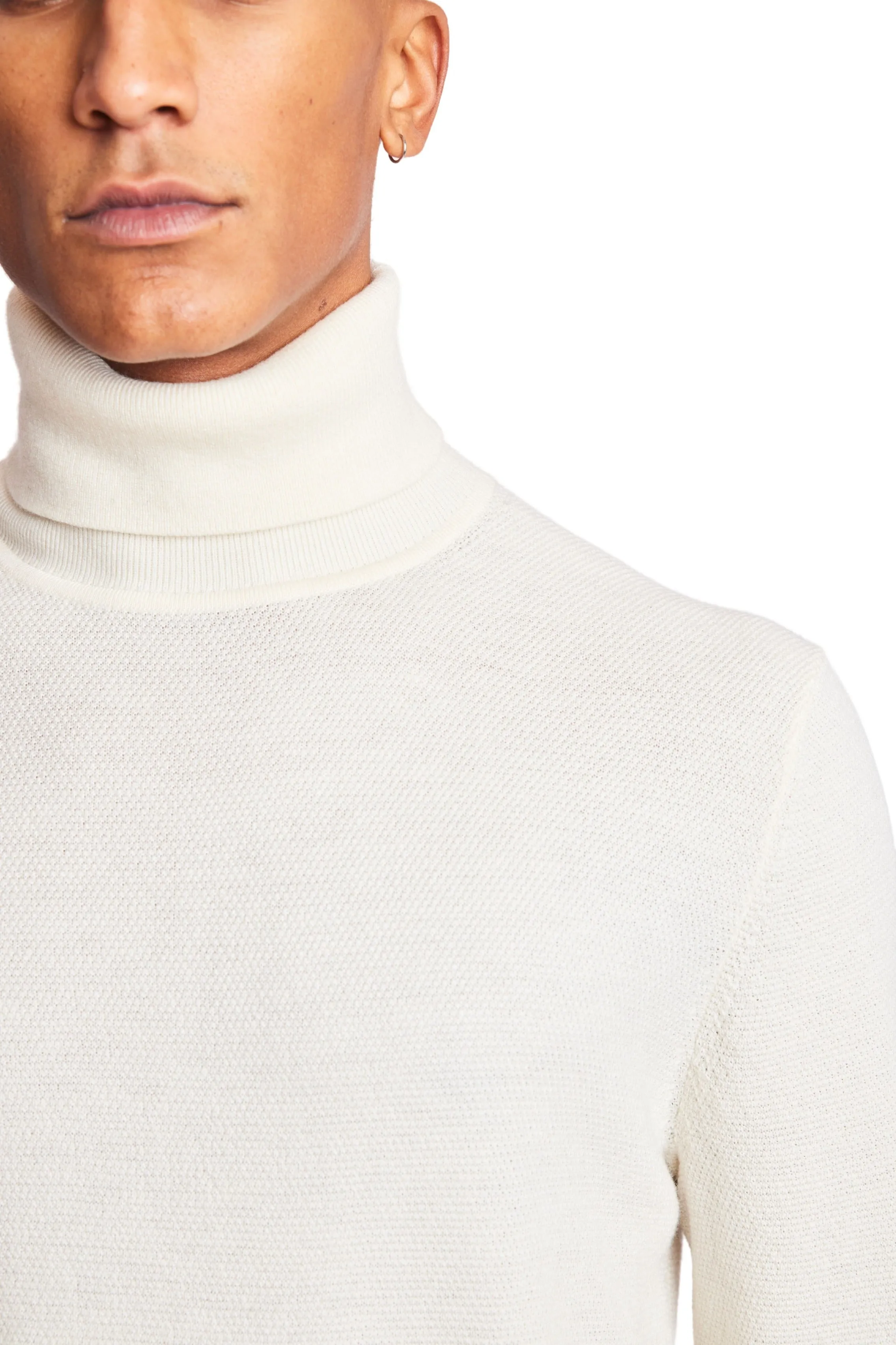 Micro Diamond Turtleneck - Whipped Cream