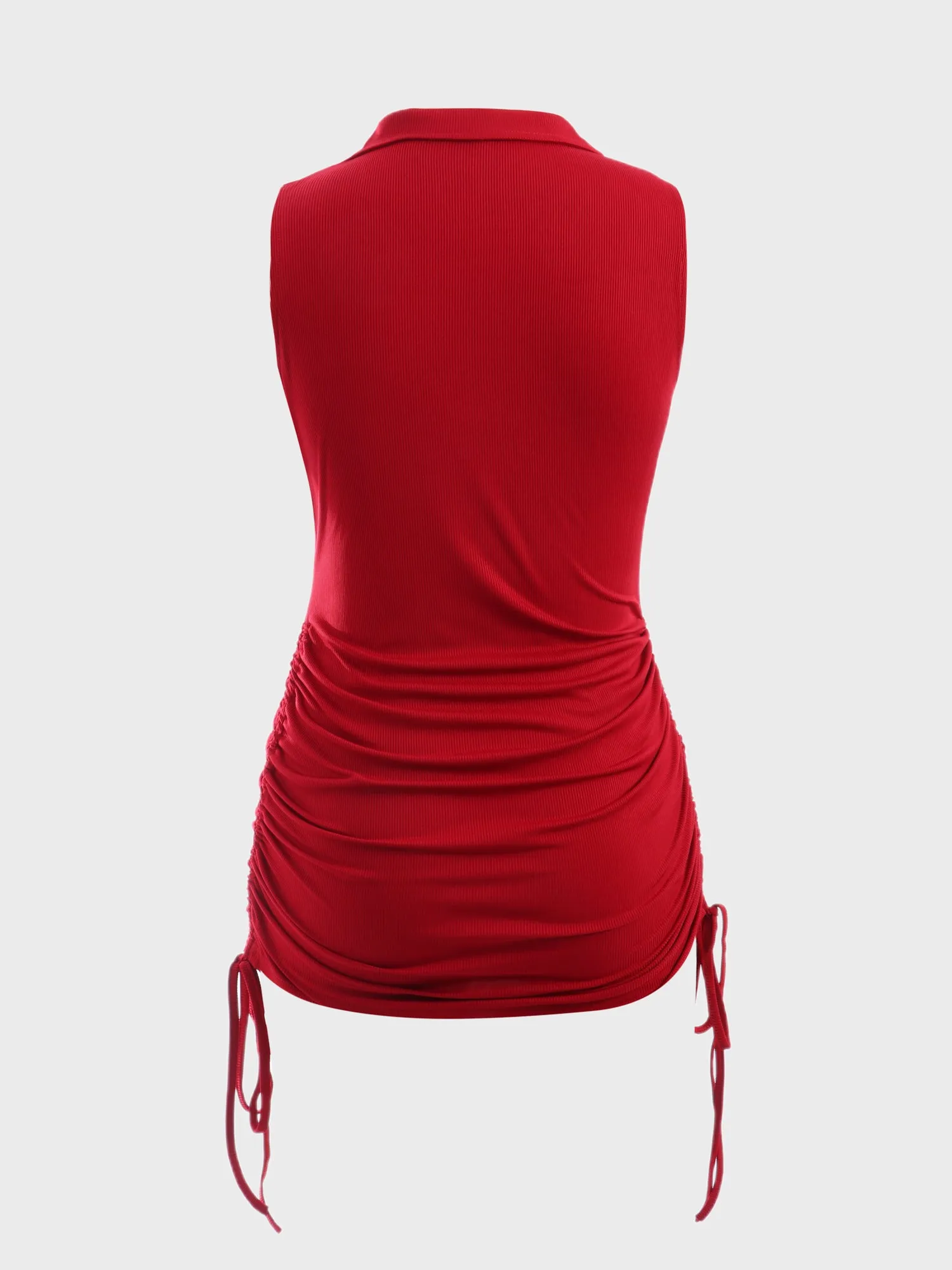 Midsize Hottie V-Neck Ribbed Side Tie Mini Dress