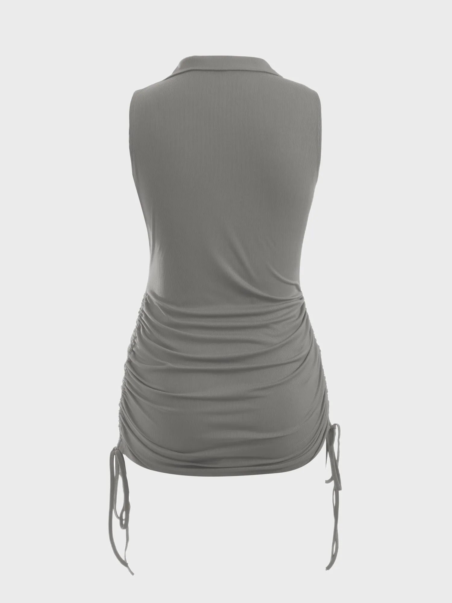 Midsize Hottie V-Neck Ribbed Side Tie Mini Dress