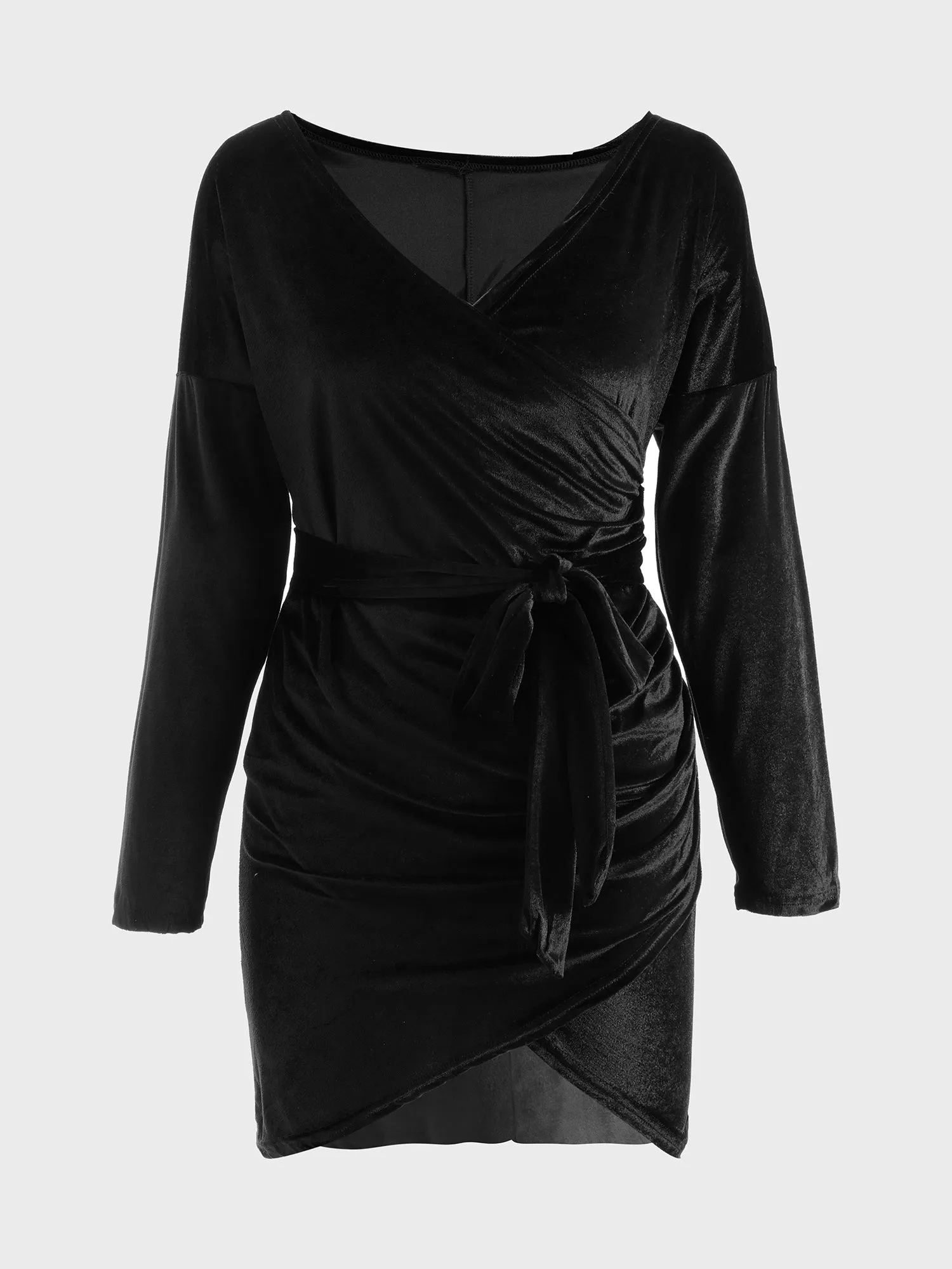 Midsize Lush Velvet Deep-V Mini Dress