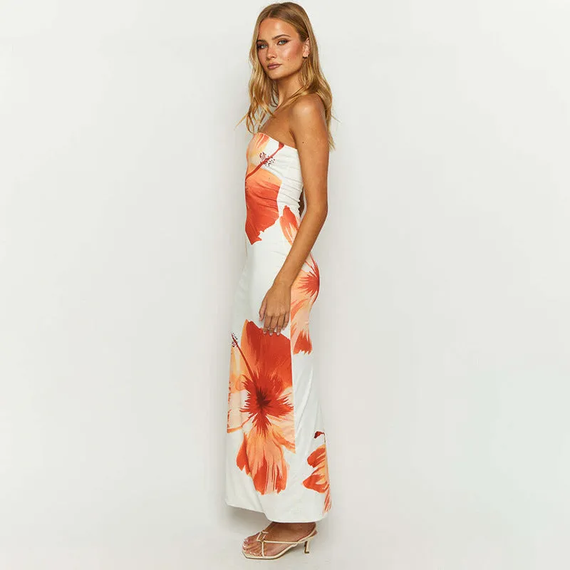 Mireya Floral Print Strapless Maxi Dress