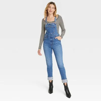 New - Universal Thread Women's Denim Overalls Sleeveless Skinny Leg Jumpsuits