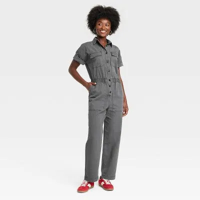 New - Women's Short Sleeve Boilersuit - Universal Thread Gray 4