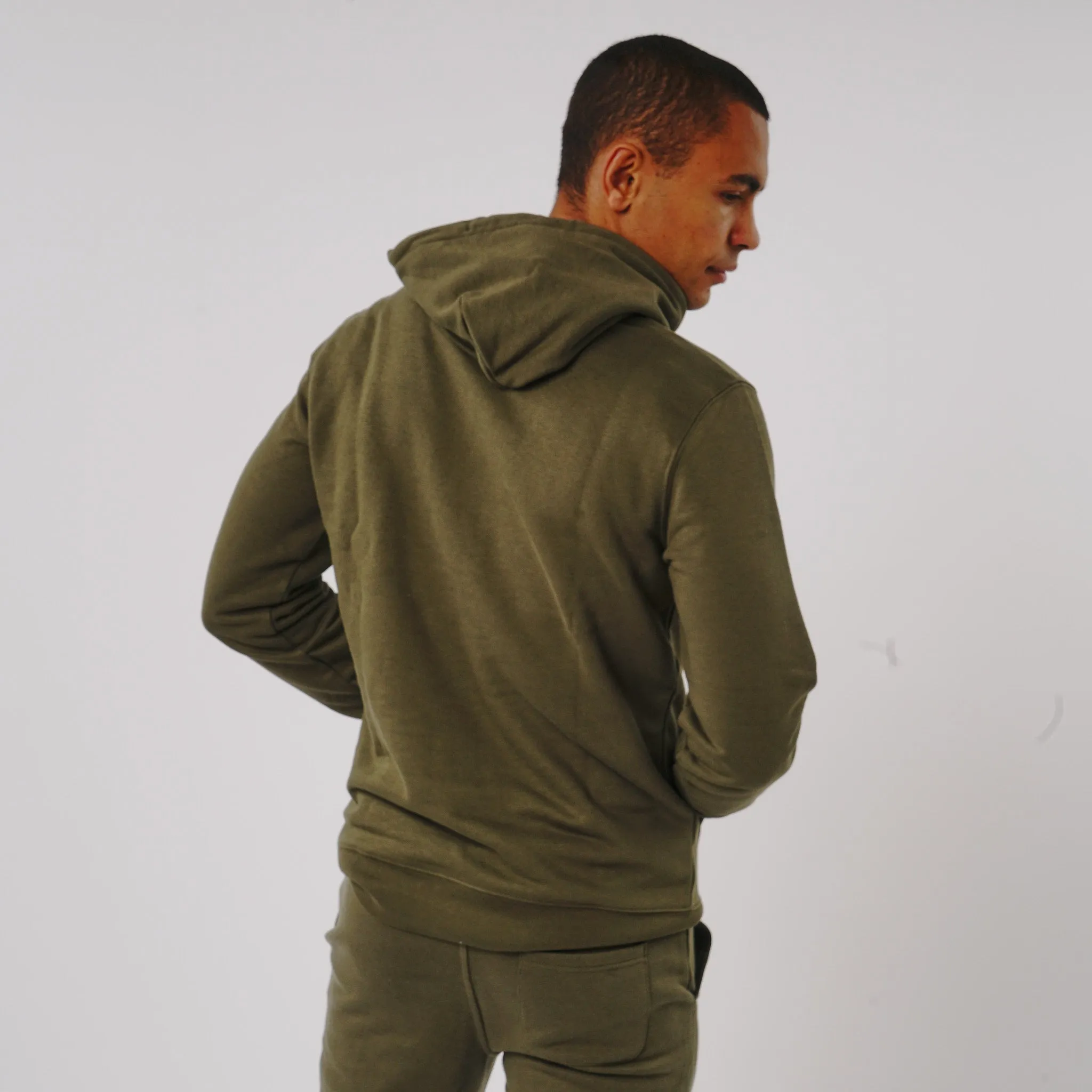 Omnitau Men's Esher Organic Cotton Overhead Hoodie - Khaki Green